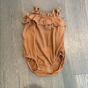 LC little co brown ruffle ribbed bodysuit